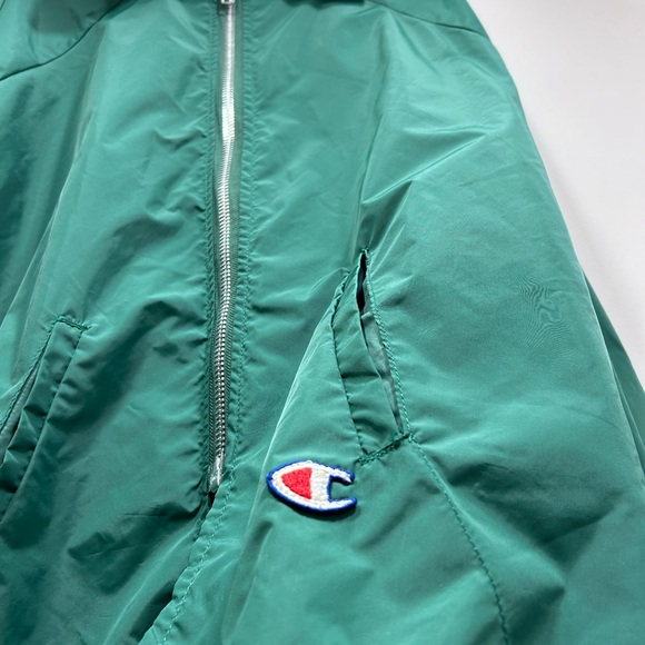 Vintage 80s Champion Women’s Nylon Windbreaker Size Medium Green USA Made Jacket - Picture 3 of 10